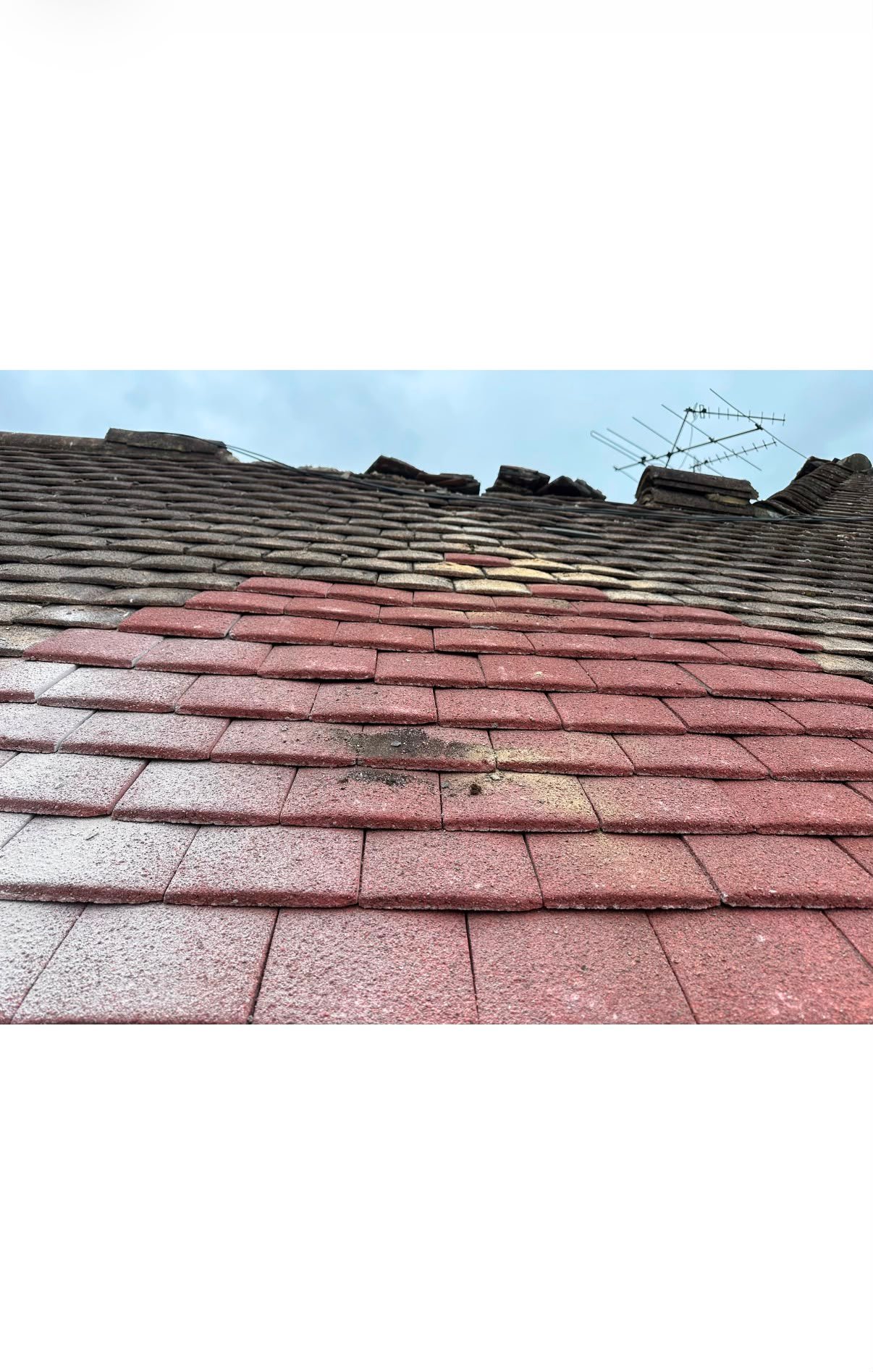Roof section prepared for repair