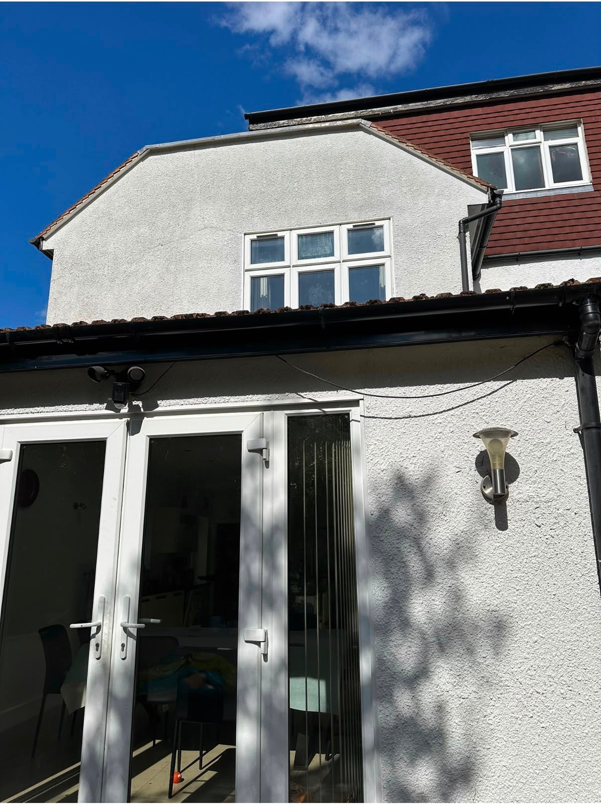 Finished tiled roof edge and eaves area